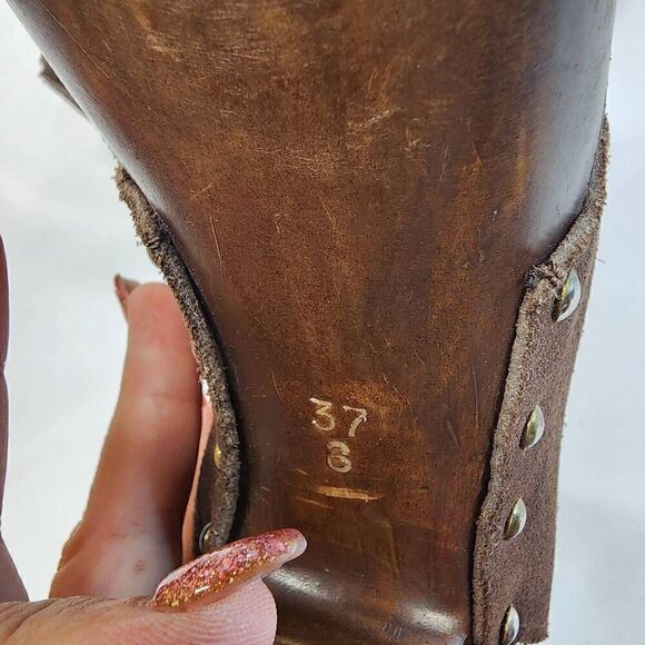 Charles David Size 37 Gabriela Brown Suede Platform Peep Toe Heels (a) - Picture 9 of 10